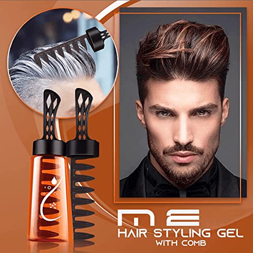 Gel de peinado para hombre 2 en 1 con peine, crema de gel para peinar el cabello, con peine de dientes anchos para hombres, sujeción flexible, para peinar el cabello (1 unidad)