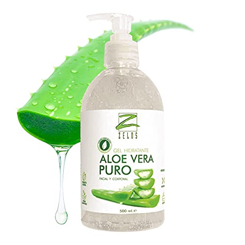 Gel Hidratante Aloe Vera Puro Facial y Corporal de Rápida Absorición, Tacto No Graso 500 ml