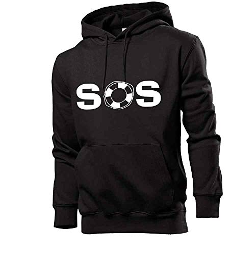 Generisch SOS - Sudadera con capucha para hombre Negro S