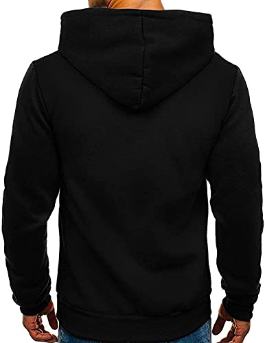 GHYUGR Sudadera con Capucha Hombre Contraste con Bolsillo Otoño Invierno Estampado Deporte Outwear Hoodie Pullover (M, B-Negro)