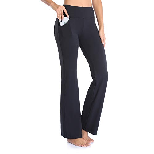 GIMDUMASA Pantalones de Yoga para Mujer Pantalones Deportivos de Trabajo de Cintura Alta Bootcut con Bolsillos Bootleg Control de Barriga para Entrenamiento y Casual