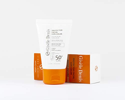 GISÈLE DENIS - Protector Solar Facial, Crema Solar con Color Medio-Oscuro, Cuidado Facial, Protección FPS50+, 40 ml