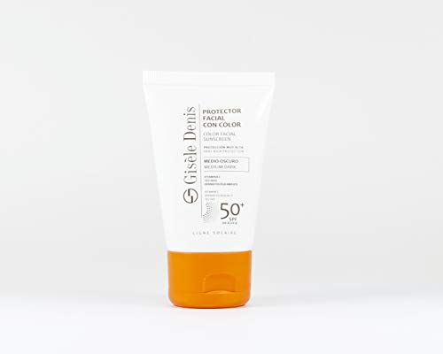 GISÈLE DENIS - Protector Solar Facial, Crema Solar con Color Medio-Oscuro, Cuidado Facial, Protección FPS50+, 40 ml