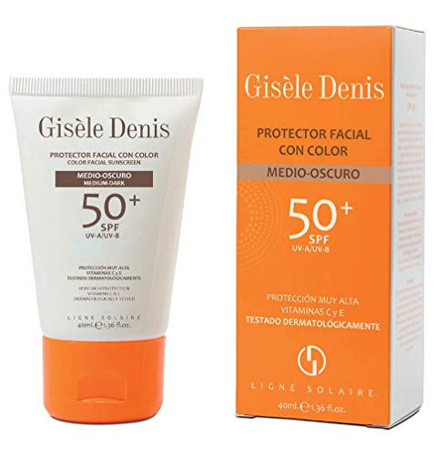 GISÈLE DENIS - Protector Solar Facial, Crema Solar con Color Medio-Oscuro, Cuidado Facial, Protección FPS50+, 40 ml