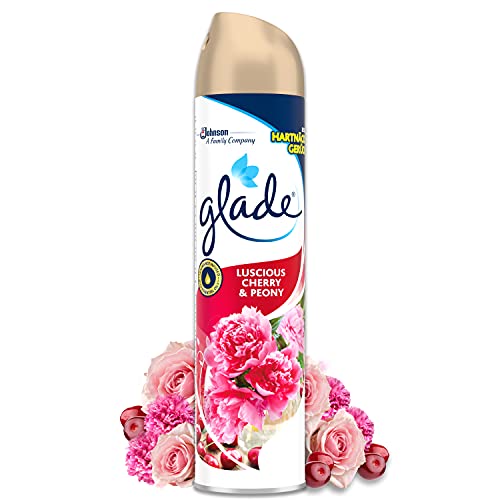 Glade - Ambientador Aerosol, eliminación de malos olores, hasta 7 horas de fragancia Flor Peonía y Cereza, con aceites esenciales, 1 unidad - 300ml