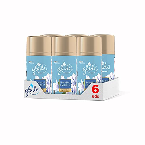 Glade Sea Minerals & Magnolia - Pack de 6 Ambientadores en Aerosol para Dosificador Automático