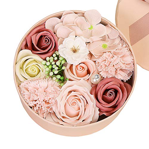 Gobesty Regalo Rosa, Flor de jabón en Caja de Regalo, Flor de jabón con Tarjeta de felicitación Jabón perfumado de Rosas Flor de jabón para el día de la Madre, día de San Valentín, Navidad