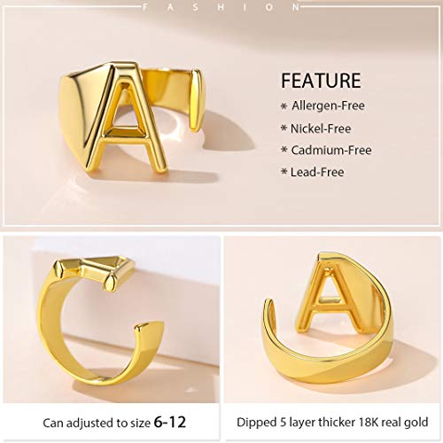 GoldChic Anillo Inicial de Nombre Anillo Personalizable con Letra R Chapado en Oro