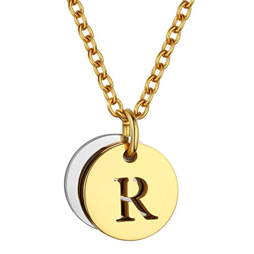 GoldChic Jewellery Moneda de Letras Personalizables Collar Iniciales de Nombre