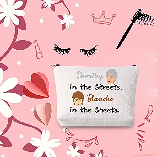 Golden Girls Bolsa de cosméticos Golden Girls Fans Regalo Dorothy in The Streets Blanche in The Sheets Bolsa de maquillaje con cremallera The Golden Girl Merchandise Travel Case, beige, Bolsa de aseo