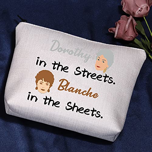 Golden Girls Bolsa de cosméticos Golden Girls Fans Regalo Dorothy in The Streets Blanche in The Sheets Bolsa de maquillaje con cremallera The Golden Girl Merchandise Travel Case, beige, Bolsa de aseo