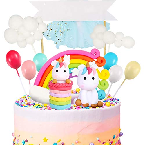 GOLDGE 25pz Decoracion Tarta Unicornio para Niños, Toppers para Tartas Happy Birthday Globos Arcoiris Estrella Cake Fiesta de La Fiesta para Cumpleaños Boda