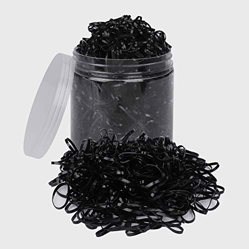 Gomas de Pelo Elástico, 2000 Piezas Negro Mini Lazo de Pelo Banda de Goma con Caja para Trenzas Pequeño, Niñas Bebés, Especialmente para Menos Volumen de Cabello