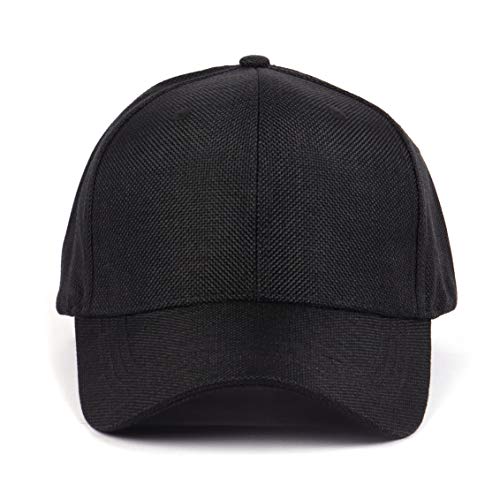 Gorra de béisbol de lino sintético XXL de gran tamaño, transpirable, tejido grande, gorra estructurada para cabezas grandes de 23.5 a 25 pulgadas, Negro, XX-Large