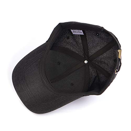 Gorra de béisbol de lino sintético XXL de gran tamaño, transpirable, tejido grande, gorra estructurada para cabezas grandes de 23.5 a 25 pulgadas, Negro, XX-Large