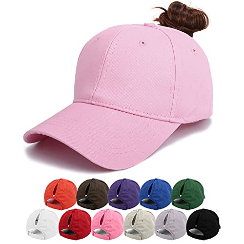 Gorra de Béisbol Mujer - Cola de Caballo Gorra Béisbol, Ajustable Gorra de Malla Gorra de Camionero Unisex Clásica Sombra de Sol Hip-Hop Sombrero para Deporte Verano (Rosaclaro)