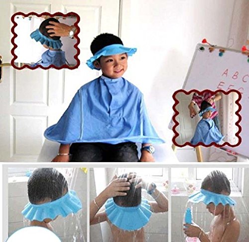 Gorro De Ducha Protector De Isuper, Gorro Suave Para Evitar Que El Agua Entre En Contacto Con La Cara Y Ojos De NiñOs Y BebéS, Azul