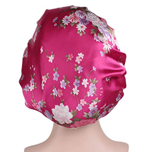 Gorro de satén Floral para la Noche para el Cabello Rizado Banda elástica Cuidado del Cabello Gorro para Dormir (#4)