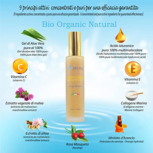 Grande 50ml. Sérum Facial con Ácido Hialurónico, Aloe Vera, Vitamina C, E, Colágeno Marino. Suero Orgánico, Natural, Vegano, Antiedad, Antiarrugas, Antimanchas, Hidratante para Rostro Cuello Escote.