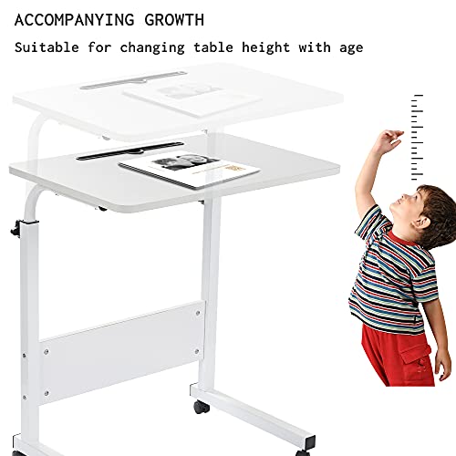 Grandma Shark Escritorio para Computadora Portátil, Mesa de Ordenador Extraíble y Altura Ajustable, Mesa Auxiliar portátil para sofá Cama (60 × 40 cm, Blanco)