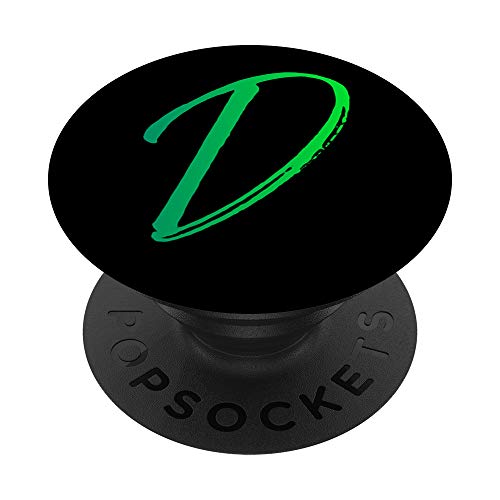 Green Letter D - Carcasa para móvil, diseño con letra D, color verde PopSockets PopGrip Intercambiable