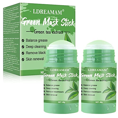 Green Mask Stick,Green Tea Cleansing Mask,Mascarilla Limpiadora Facial,Eliminación profunda de puntos negro,Purifica la piel, Mejora la sequedad de la piel(2 PACK)