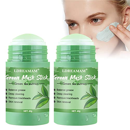 Green Mask Stick,Green Tea Cleansing Mask,Mascarilla Limpiadora Facial,Eliminación profunda de puntos negro,Purifica la piel, Mejora la sequedad de la piel(2 PACK)