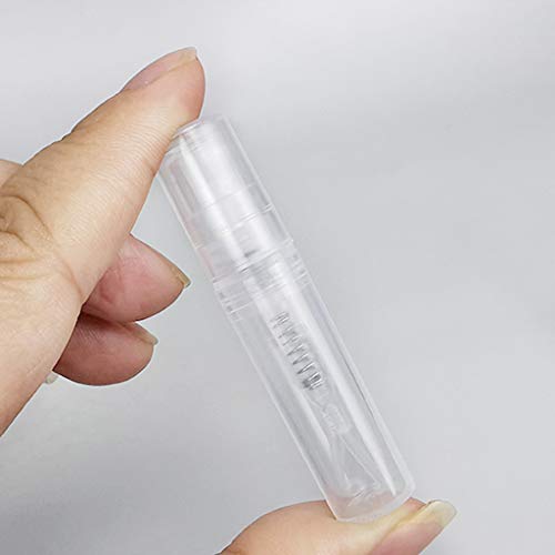 GROOMY Embotellado, 100Pcs Mini Clear 2ml Botella de Spray Recargable de plástico Atomizador de Muestra de Perfume