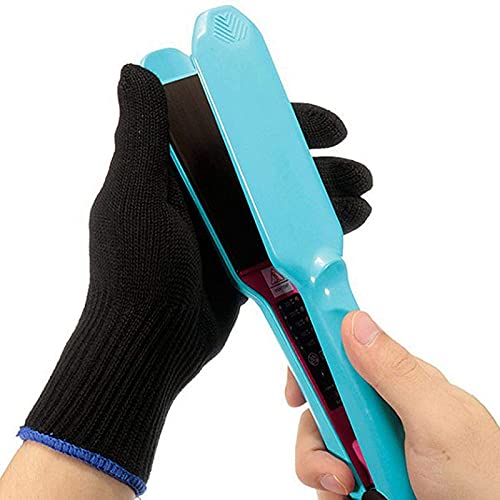 Guante resistente al calor, 2 unidades, guantes de protección contra el calor, para peluquería, guante profesional para alisar el pelo, accesorio para rizar, color azul