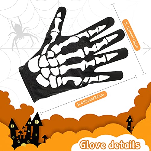 Guantes de Esqueletos Blancos y Máscara de Cara de Calavera Huesos de Fantasmas para Adultos Halloween Fiesta de Disfraz de Danza (1)