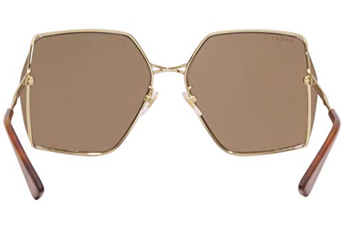 Gucci Gafas de sol GG0817S 002 Gafas de sol mujer color Marrón dorado tamaño de lente 65 mm