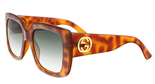 Gucci GG0141S 002 Gafas de Sol, Marrón (Avana/Green), 53 para Mujer