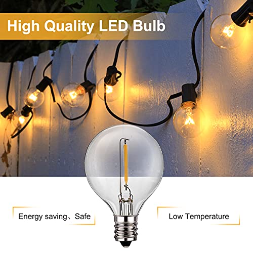 Guirnalda Luces Exterior Solares,7.5m G40 25+2 LED Cadena de Luce Impermeable 8Modos De Iluminación para Interiores y Exteriores Jardín,Navidad,Terraza,Patio,Fiesta Clase de eficiencia energética A+++