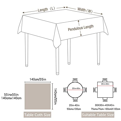 GuKKK Mantel Antimanchas 140x140 cm, PVC Mantel Cuadrado, Impermeable Lavable Manteles, Prueba de Aceite Manteles para Bodas Fiesta Buffet Navidad Cumpleaños Restaurante