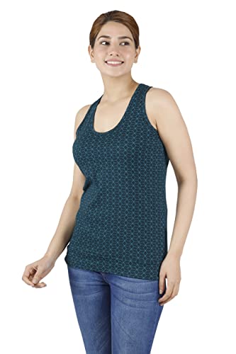 GURU SHOP Camiseta de yoga de algodón con diseño de flor de la vida, para mujer, petróleo, L