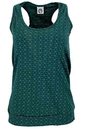 GURU SHOP Camiseta de yoga de algodón con diseño de flor de la vida, para mujer, petróleo, L