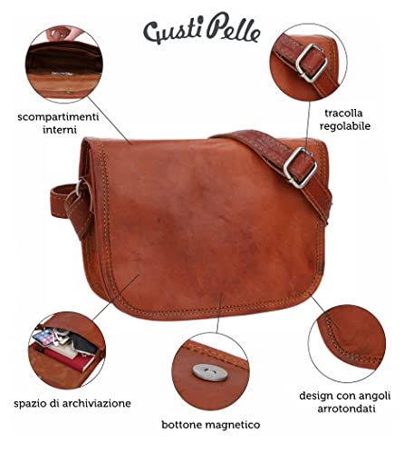 Gusti Bolso de piel - Summer Bolso bandolera de cuero marrón pequeño