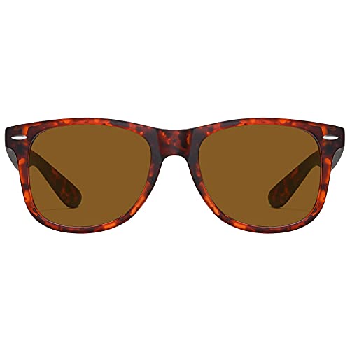 H HELMUT JUST Gafas de Sol para Hombre y Mujer Cuadrado Polarizadas Clásico Wayfarer Anti Reflejos Montura de TR90 Ligero Marrón