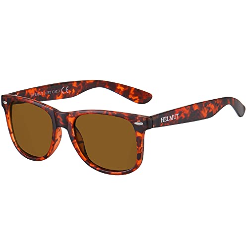 H HELMUT JUST Gafas de Sol para Hombre y Mujer Cuadrado Polarizadas Clásico Wayfarer Anti Reflejos Montura de TR90 Ligero Marrón