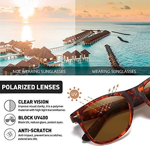 H HELMUT JUST Gafas de Sol para Hombre y Mujer Cuadrado Polarizadas Clásico Wayfarer Anti Reflejos Montura de TR90 Ligero Marrón