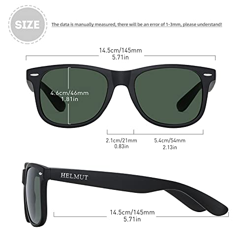 H HELMUT JUST Gafas de Sol para Hombre y Mujer Polarizadas Lente Clásico Caminante Anti Reflejos Ligero de TR90 Verde