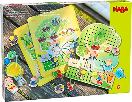 HABA- Juego de Ensartar El Frutal Cuervo Teo, Multicolor (306082)