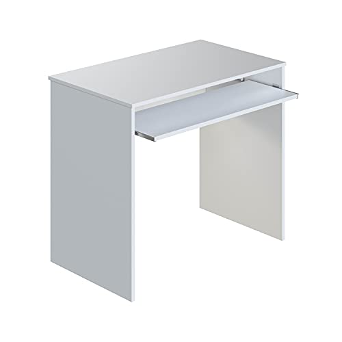 Habitdesign 002314A Mesa de Ordenador con Bandeja extraíble, Blanco Artik, 90 x 54 x 79 cm