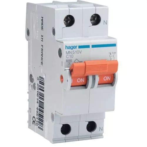 Hager M144696 - Magnetotermico 1 polo + neutro naranja 10a