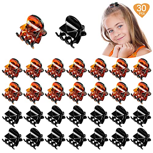 Hanyousheng Pinzas Pelo, Clips de Garra Pelo, 30 Piezas Mini Clips para el Cabello, Horquillas Plásticas, Accesorios de Cabello para Mujere, con Bolsa de Almacenamiento, Negro y Marrón