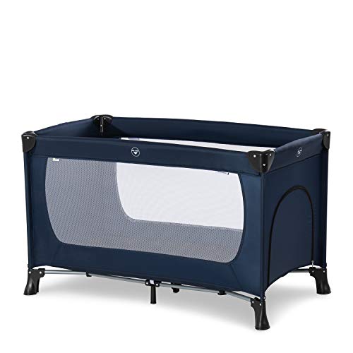 Hauck Cuna de Viaje Dream N Play Plus, para Bebes y Niños de Nacimiento hasta 15 kg, 120 x 60 cm, Entrada Lateral, Plegable, Compacta, Bolsa de Transporte, Winnie, Azul Navy