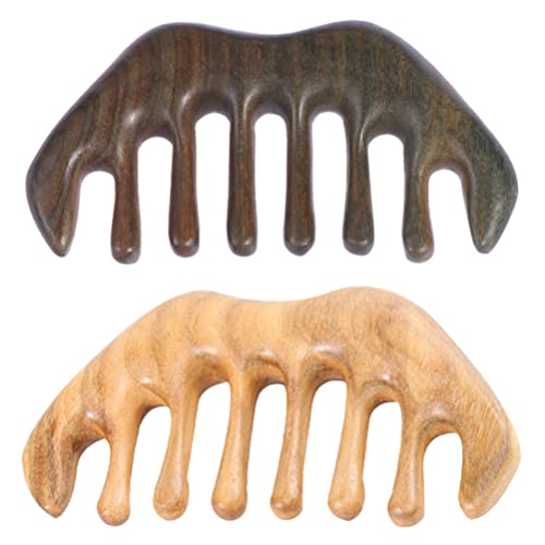 HEALLILY 2 Unids Peinado de Cabello de Madera GUASHA Scrapping Massage Massage Peine Herramientas de Guasha Board para SPA Acupuntura Disparador Punto Tratamiento en El Pelo de La