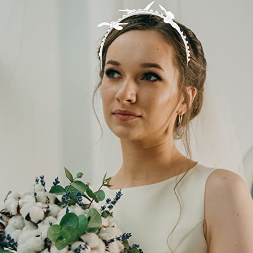 HEALLILY DIEJA DE BODA MARIPA DE MARIPA DE PERLA DE PERLA DE PERLA PAIZA DE NOMBRES Accesorios para El Cabello de La Boda Joyería Tiara para Las Mujeres