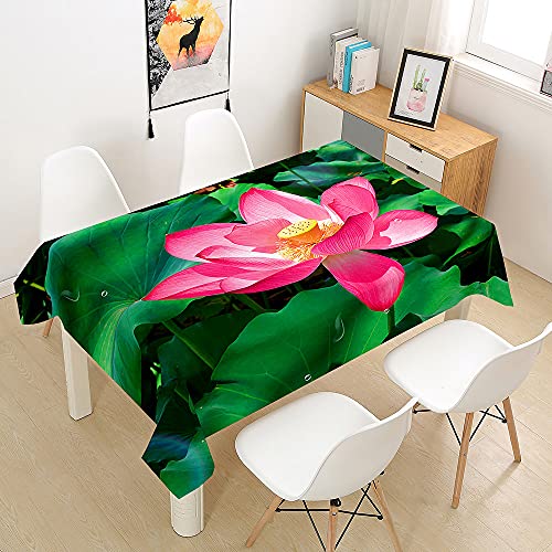 Hearda Mantel Impermeable Antimanchas Poliéster, Impresión de Loto 3D Decoración Resistente Al Desgaste Lavable, para Mesas Redondas,Cuadrado o Rectangulares (Flor de Verano,60x60cm)