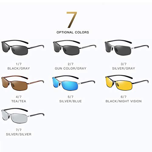 HEKQ Gafas De Sol Polarizadas para Hombres Y Mujeres.Aluminio Cuadrado Magnesio Gafas Conducir Gafas De Visión Nocturna,A